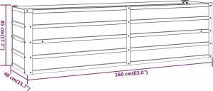 vidaXL vidaXL Donica ogrodowa, szara, 160x40x45 cm, stal kortenowska 7