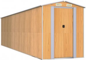 vidaXL Szopa ogrodowa, jasnobrązowa 192x772x223 cm, stal galwanizowana 2