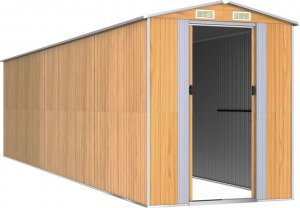 vidaXL Szopa ogrodowa, jasnobrązowa 192x772x223 cm, stal galwanizowana 3