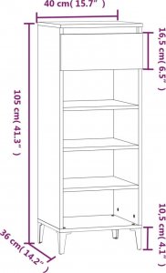 vidaXL vidaXL Półka na buty, dąb sonoma 40x36x105 cm, materiał drewnopochodny 9