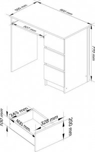 Biurko Fabryka Mebli Akord A6 Dąb Craft 90 cm x 50 cm 3