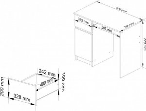 Biurko Fabryka Mebli Akord Biurko komputerowe 90 cm Piksel lewe - białe-grafit szary 3