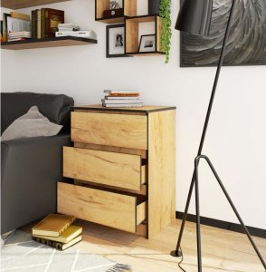 Fabryka Mebli Akord Komoda do salonu K 60 cm 3 szuflady - dąb craft 2