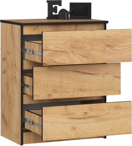 Fabryka Mebli Akord Komoda do salonu K 60 cm 3 szuflady - dąb craft 4