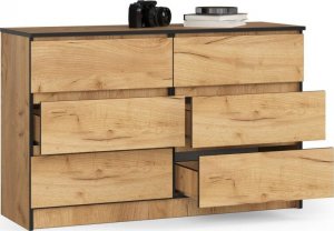 Fabryka Mebli Akord Komoda do salonu K 120 cm 6 szuflad - dąb craft 2