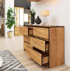 Fabryka Mebli Akord Komoda do salonu K 120 cm 6 szuflad - dąb craft 4
