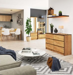 Fabryka Mebli Akord Komoda do salonu K 120 cm 6 szuflad - dąb craft 5
