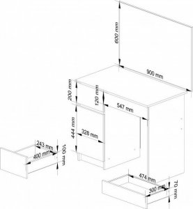 Fabryka Mebli Akord TOALETKA KOSMETYCZNA Z LUSTREM P-2/SL 900x600 LEWA DĄB SONOMA 3