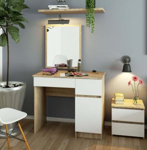 Fabryka Mebli Akord TOALETKA KOSMETYCZNA Z LUSTREM P-2/SL 500x600 PRAWA DĄB SONOMA / BIAŁA 5