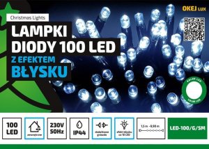 Lampki choinkowe Okej Lux 100 LED białe zimne 1