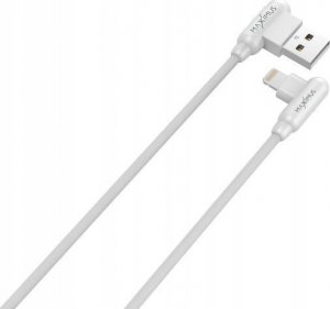 Kabel USB Maxximus KABEL MX CORNER FAST CHARGE LIGHTNING 2.4A / 1m, WHITE / BIAŁY, KĄTOWY 1