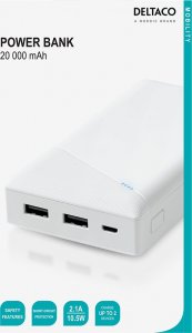 Powerbank Deltaco PB-A1002 20000mAh Biały 4