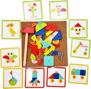 Woopie WOOPIE GREEN Drewniana Przybijanka z Młotkiem Układanka 20 wzorów 82 el. Certyfikat FSC 2