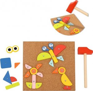 Woopie WOOPIE GREEN Drewniana Przybijanka z Młotkiem Układanka 20 wzorów 82 el. Certyfikat FSC 3