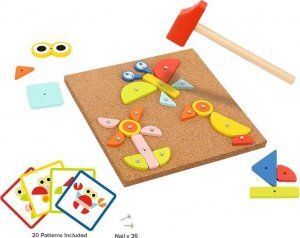Woopie WOOPIE GREEN Drewniana Przybijanka z Młotkiem Układanka 20 wzorów 82 el. Certyfikat FSC 5