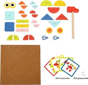 Woopie WOOPIE GREEN Drewniana Przybijanka z Młotkiem Układanka 20 wzorów 82 el. Certyfikat FSC 6