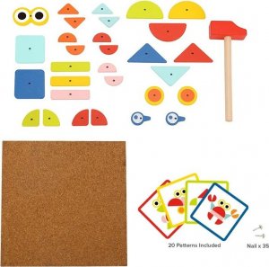 Woopie WOOPIE GREEN Drewniana Przybijanka z Młotkiem Układanka 20 wzorów 82 el. Certyfikat FSC 7