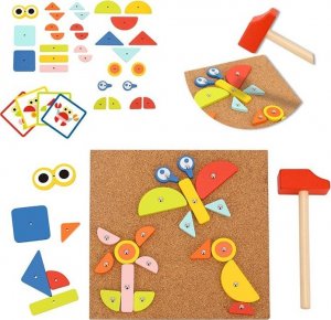 Woopie WOOPIE GREEN Drewniana Przybijanka z Młotkiem Układanka 20 wzorów 82 el. Certyfikat FSC 10