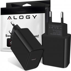 Ładowarka Alogy Ładowarka sieciowa Alogy szybka USB-C Type C PD 20W Czarna + Kabel USB-C 60W 2m 1