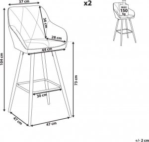 Beliani Zestaw 2 krzeseł barowych beżowy DARIEN! 10