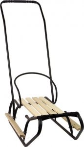 LeanToys Sanki Metalowe z Pchaczem Oparcie Pasek Czarne 2