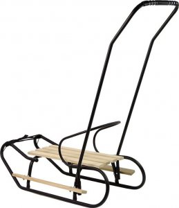 LeanToys Sanki Metalowe z Pchaczem Oparcie Pasek Czarne 3