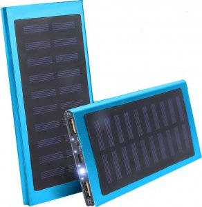 Latarka 4kom.pl PowerBank Solarny wodoodporny bank energii latarka LED ładowarka zewnętrzna Power Bank USB 20000mAh Niebieski 2