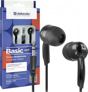 Słuchawki Defender Słuchawki przewodowe dokanałowe Defender Basic 604 mini Jack 3.5mm Czarne 4
