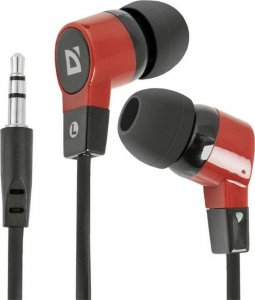 Słuchawki Defender Słuchawki przewodowe dokanałowe Defender Basic 619 mini Jack 3.5mm Czarno-czerwone 1