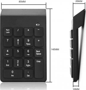 4kom.pl Klawiatura numeryczna Bezprzewodowa USB do laptopa tabletu PC Mini Wireless KeyPad czarna 2