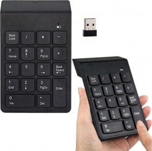 4kom.pl Klawiatura numeryczna Bezprzewodowa USB do laptopa tabletu PC Mini Wireless KeyPad czarna 8