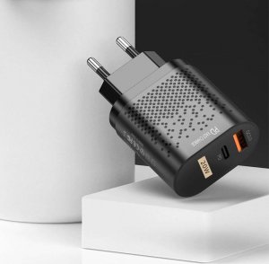 Ładowarka Alogy Ładowarka sieciowa Alogy szybka USB + USB-C Type C QC 3.0 PD 20W Czarna + Kabel USB-C 2