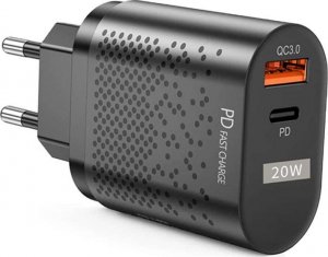 Ładowarka Alogy Ładowarka sieciowa Alogy szybka USB + USB-C Type C QC 3.0 PD 20W Czarna + Kabel USB-C 6