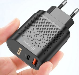 Ładowarka Alogy Ładowarka sieciowa Alogy szybka USB + USB-C Type C QC 3.0 PD 20W Czarna + Kabel USB-C 7