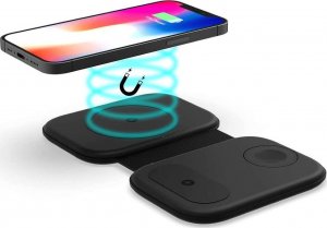Ładowarka Alogy Ładowarka indukcyjna Alogy 3w1 szybka bezprzewodowa Qi 15W do Apple iPhone Watch AirPods Czarna 4