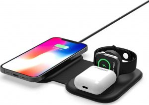 Ładowarka Alogy Ładowarka indukcyjna Alogy 3w1 szybka bezprzewodowa Qi 15W do Apple iPhone Watch AirPods Czarna 6