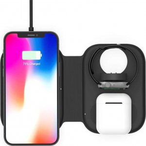 Ładowarka Alogy Ładowarka indukcyjna Alogy 3w1 szybka bezprzewodowa Qi 15W do Apple iPhone Watch AirPods Czarna 8
