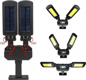 Maclean Solarna lampa uliczna LED z czujnikiem ruchu i pilotem Maclean IP54, 5W, 2x450lm, 6500K, Li-ion 2400 mAh, 3 tryby pracy MCE447 4