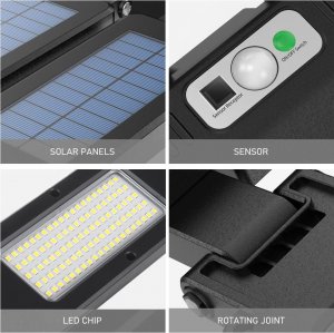 Maclean Solarna lampa uliczna LED z czujnikiem ruchu i pilotem Maclean IP54, 5W, 2x450lm, 6500K, Li-ion 2400 mAh, 3 tryby pracy MCE447 5