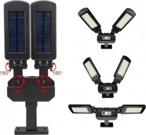 Maclean Solarna lampa uliczna LED z czujnikiem ruchu i pilotem Maclean IP54, 5W, 2x450lm, 6500K, Li-ion 2400 mAh, 3 tryby pracy MCE447 8