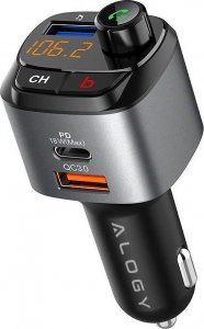 Transmiter FM Alogy Transmiter samochodowy FM Alogy Ładowarka USB QC 3.0 + USB-C PD Bluetooth odtwarzacz MP3 1