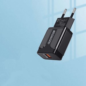 Ładowarka Alogy Ładowarka sieciowa Alogy szybka USB-A Quick Charge QC 3.0 Czarna + Kabel USB-A do USB-C 3
