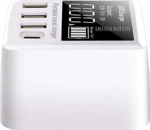 Ładowarka Alogy Ładowarka sieciowa Alogy z wyświetlaczem 3x USB + USB-C PD QC 3.0 40W Biała + Kabel USB-A do USB-C 5