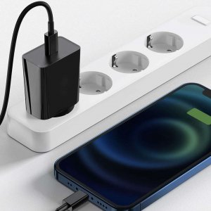 Ładowarka Alogy Ładowarka sieciowa Alogy szybka USB-C Type C PD 20W Czarna + Kabel USB-C 3A 60W 1m 7