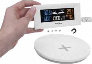 Stacja pogodowa GreenBlue Stacja pogody GreenBlue GB213 bezprzewodowa z ładowarką bezprzewodową/indukcyjna zegar, alarm, kalendarz, czujnik zewnętrzy 3