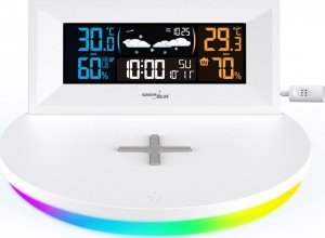 Stacja pogodowa GreenBlue Stacja pogody GreenBlue GB213 bezprzewodowa z ładowarką bezprzewodową/indukcyjna zegar, alarm, kalendarz, czujnik zewnętrzy 4