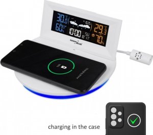 Stacja pogodowa GreenBlue Stacja pogody GreenBlue GB213 bezprzewodowa z ładowarką bezprzewodową/indukcyjna zegar, alarm, kalendarz, czujnik zewnętrzy 5