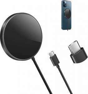 Ładowarka Alogy Ładowarka indukcyjna Alogy do MagSafe bezprzewodowa 20W do iPhone 14/13/ PRO / MAX/ MINI Czarna + Ładowarka sieciowa 6