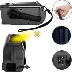 Radio 4kom.pl Radio solarne Dynamo AM/FM MOZOS ER-01 5000mAh awaryjne na korbę latarka SOS PowerBank czarne 3