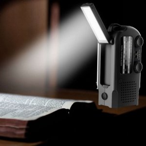 Radio 4kom.pl Radio solarne Dynamo AM/FM MOZOS ER-01 5000mAh awaryjne na korbę latarka SOS PowerBank czarne 4